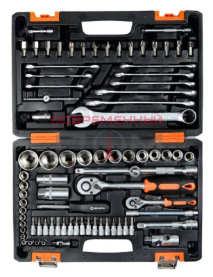 Набор инструментов ВИХРЬ АВТО 1/2", 1/4", CrV, в кейсе 82 предм/73/6/7/6